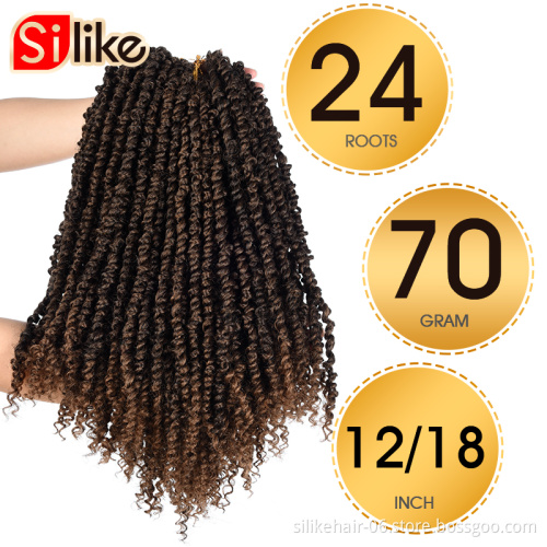 Spring Twist Hair Prelooped Crochet Braids Synthetic Hair Extension Passion Twist Braiding Bomb Twist Crochet Hair12" 18